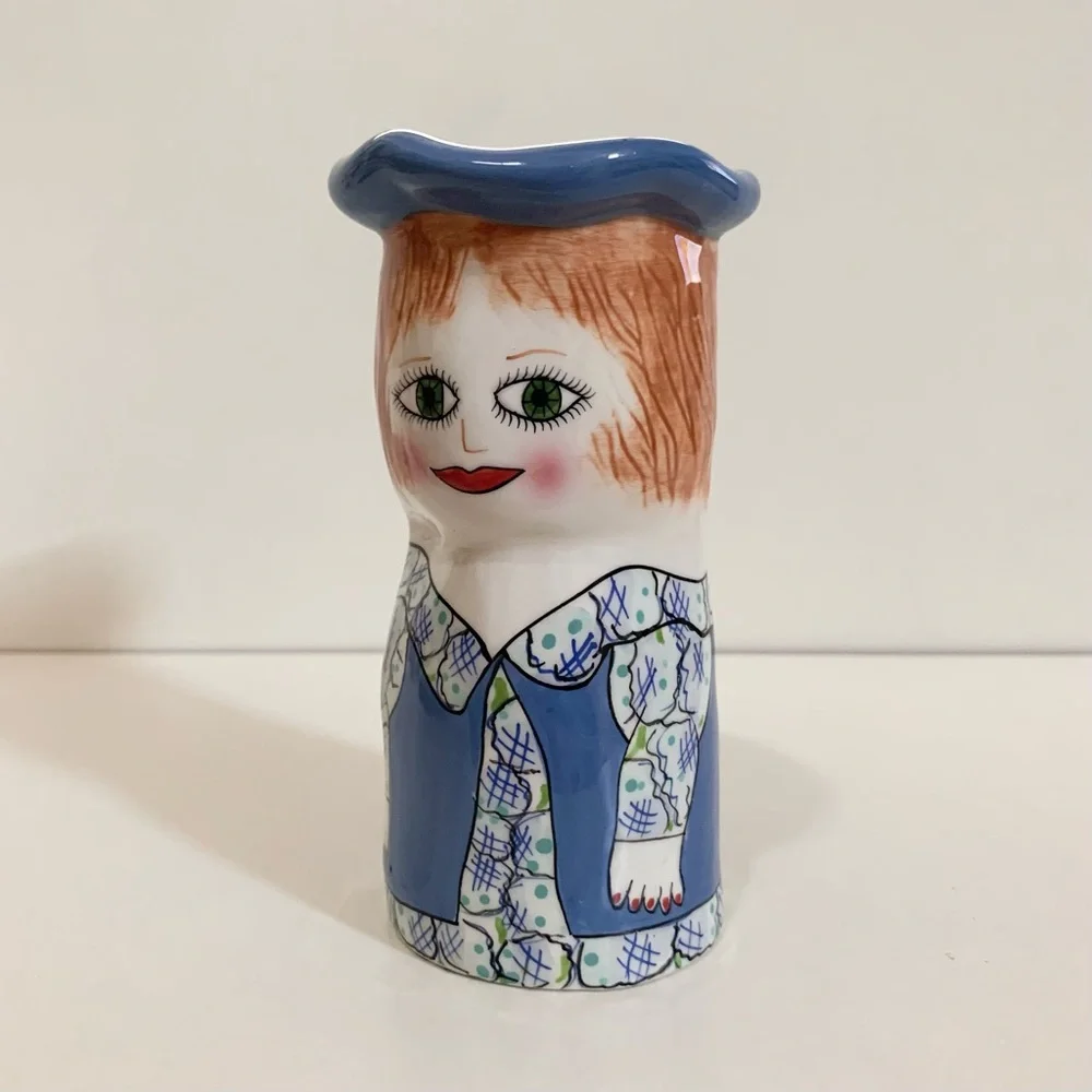 Hold Vintage glazed ceramic woman vase - Picture 2 of 14